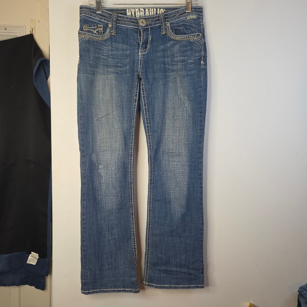 Hydraulic Womens Blue Bootcut Jeans Size 5/6 Medium Wash Embroidered Low Rise
